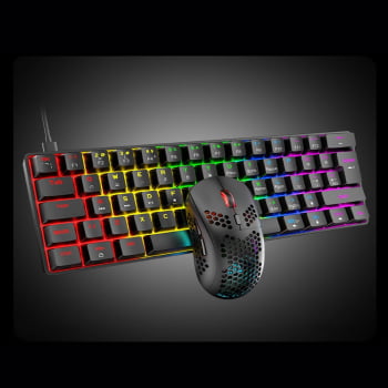 Kit Teclado E Mouse Dpi 6400 Mecanico Gamer Switch Blue Led Rgb Anti Ghosting T60