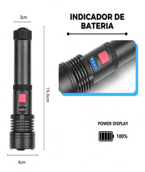 Lanterna Tatica Militar Led Potente T9 Recarregavel Usb Super Forte P90