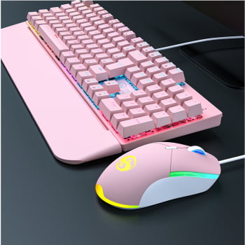 Kit Teclado + Mouse Mecanico Abnt2 Gamer Led Rgb Iluminado Switch Blue Bk-03