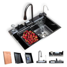 Cuba Pia Gourmet Inox Display Digital + Torneira Com Regulagem Lavador Copos Preto P6014