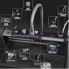 Cuba Pia Gourmet Inox Display Digital + Torneira Com Regulagem Lavador Copos P6014