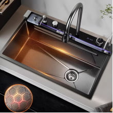 Cuba Pia Gourmet Inox Display Digital + Torneira Com Regulagem Lavador Copos P6014
