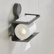 Suporte Porta Papel Higiênico Banheiro Ventosa De Parede Apoio Para Celular Objetos 5824 Grafite