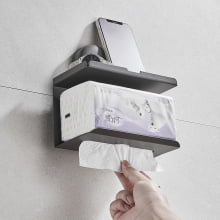 Suporte Porta Papel Higiênico Banheiro Ventosa De Parede Apoio Para Celular Objetos 5824 Grafite