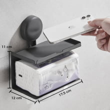 Suporte Porta Papel Higiênico Banheiro Ventosa De Parede Apoio Para Celular Objetos 5824 Grafite