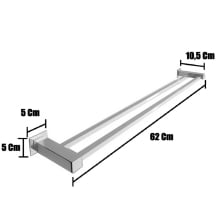Suporte Porta Toalha Toalheiro De Metal Barra Dupla Quadrado Banheiro Luxo Inox Cromado C6948F