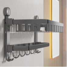 Suporte Porta Toalha Toalheiro Duplo Organizador Banho Ventosa de Parede Aluminio 5829 Grafite