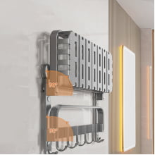 Suporte Porta Toalha Toalheiro Duplo Organizador Banho Ventosa de Parede Aluminio 5829 Grafite