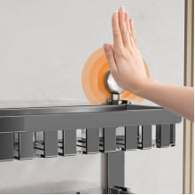 Suporte Porta Toalha Toalheiro Duplo Organizador Banho Ventosa de Parede Aluminio 5829 Grafite