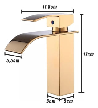 Torneira Cascata Banheiro Misturado Pia Baixa Luxo Quadrado 103-04 Dourado