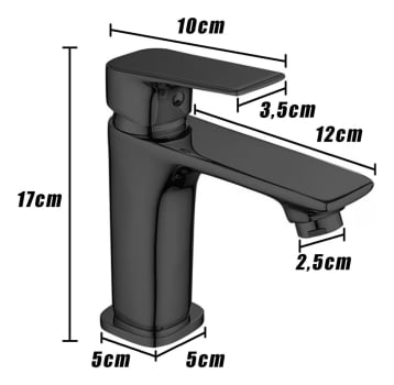 Torneira Baixa Cuba Pia De Banheiro Misturador Monocomando Luxo Preto Hd10b