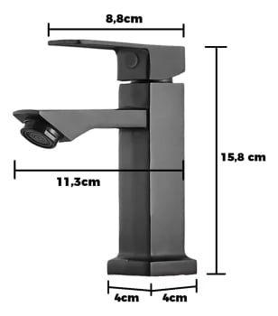 Torneira Banheiro Lavabo Monocomando Cuba Luxo Metal Moderna Bica Baixa Preta Wg01