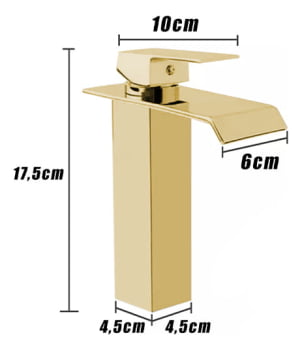 Torneira Cascata Pia Banheiro Misturado Cuba Luxo Baixa T6006 Dourado