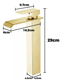 Torneira Cascata Pia Banheiro Misturado Cuba Luxo T6006ag Alta Dourado