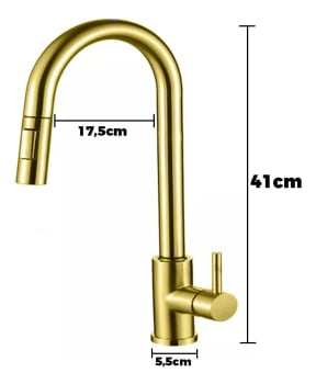 Torneira Gourmet Pia Cozinha Misturador Monocomando Sensor Luxo Dourado 6804eg Luuk Young