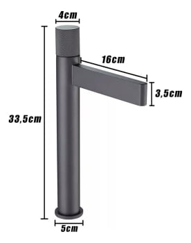 Torneira Lavatório Misturador Monocomando Banheiro Alta Cinza Ca8210czl Luuk Young