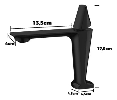 Torneira Lavatório Misturador Monocomando Banheiro Baixa Preta Ca8203p