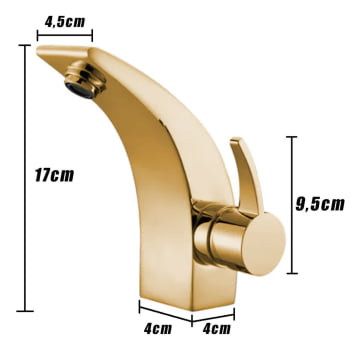 Torneira Misturador Monocomando Banheiro Baixa 5058 Dourado Luuk Young 