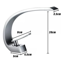 Torneira Para Banheiro Baixa Curva Cascata Misturador Monocomando Pia Cuba Lavabo 105 Cromado