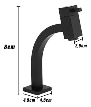 Torneira Pia Banheiro Quadrada Agua Fria Baixa Cuba Mesa Preto Fosco Desq309p
