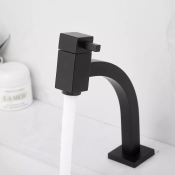 Torneira Pia Banheiro Quadrada Agua Fria Baixa Cuba Mesa Preto Fosco Desq309p Luuk Young