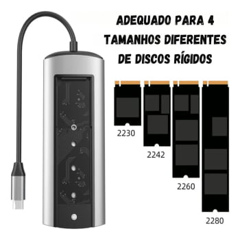 Adaptador Multiportas Usb-c 3.0 Hdmi 4k 6 Em 1 M.2 Ssd 56036