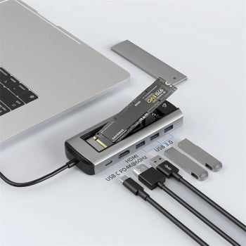 Adaptador Multiportas Usb-c 3.0 Hdmi 4k 6 Em 1 M.2 Ssd 56036