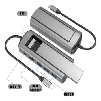 Adaptador Multiportas Usb-c 3.0 Hdmi 4k 6 Em 1 M.2 Ssd 56036