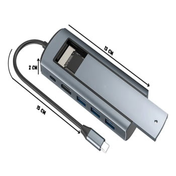 Adaptador Multiportas Usb-c 3.0 Hdmi 4k 6 Em 1 M.2 Ssd 56036