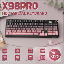 Teclado Mecânico Gamer Attack Shark Sem Fio Bluetooth 2.4g Com Tela Switch Blueberry X98PRO
