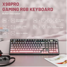 Teclado Mecânico Gamer Attack Shark Sem Fio Bluetooth 2.4g Com Tela Switch Blueberry X98PRO