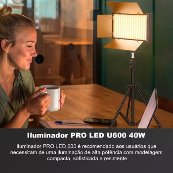 Painel De Luz Led Iluminador Branco Frio E Quente Fotografia Profissional + Tripé Pro Led-600
