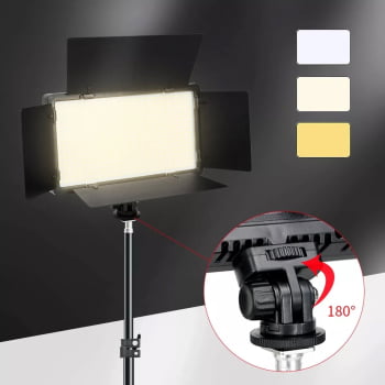 Painel De Luz Led Iluminador Branco Frio E Quente Fotografia Profissional + Tripé Pro Led-600