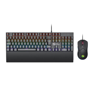 Kit Teclado E Mouse Mecânico Dpi 7200 Abnt2 Gamer Luz Led Rgb Switch Red Usb Mouse Pad Para Computador Pc Ps4 Bk-06