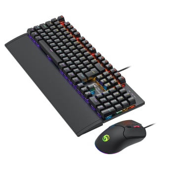 Kit Teclado E Mouse Mecânico Dpi 7200 Abnt2 Gamer Luz Led Rgb Switch Red Usb Mouse Pad Para Computador Pc Ps4 Bk-06