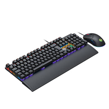 Kit Teclado E Mouse Mecânico Dpi 7200 Abnt2 Gamer Luz Led Rgb Switch Red Usb Mouse Pad Para Computador Pc Ps4 Bk-06