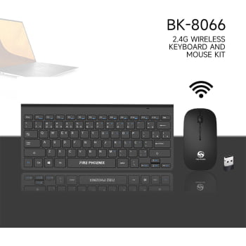 Kit Teclado E Mouse Wireless Sem Fio Adaptador Usb Bk-8066b