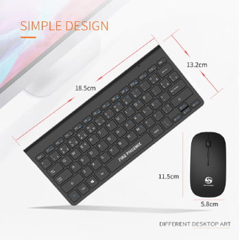 Kit Teclado E Mouse Wireless Sem Fio Adaptador Usb Bk-8066b