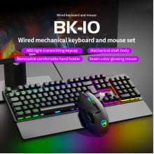 Kit Teclado Mecânico E Mouse Gamer Led Rgb Com Fio Usb Bk-10