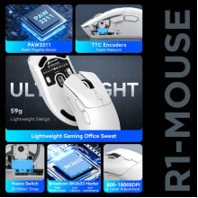 Mouse Branco Sem Fio Bluetooth Gamer Attack Shark Paw3311 De 18000 Recarregável R1