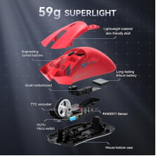Mouse Branco Sem Fio Bluetooth Gamer Attack Shark Paw3311 De 18000 Recarregável R1