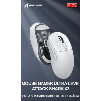 Mouse Gamer Attack Shark Paw3395 Sem Fio 2.4g / Bluetooh X3