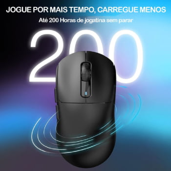 Mouse Gamer Attack Shark Bluetooth USB Paw3395 Ultra Leve 6 Botões 26000 Dpi Sem Fio Computador Notebook Preto X3