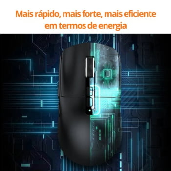 Mouse Gamer Attack Shark Bluetooth USB Paw3395 Ultra Leve 6 Botões 26000 Dpi Sem Fio Computador Notebook Preto X6