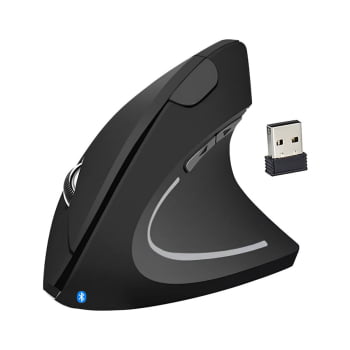 Mouse Sem Fio Ergonômico Vertical Bluetooth Led Preto D-m5