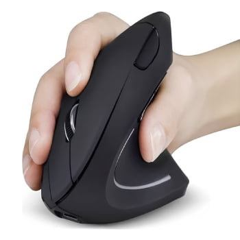 Mouse Sem Fio Ergonômico Vertical Bluetooth Led Preto D-m5