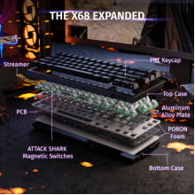 Teclado Magnético Mecânico Gamer Attack Shark Rgb X68 He