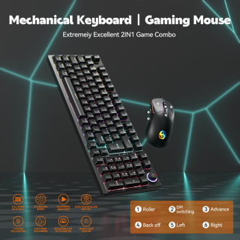 Teclado Mecânico E Mouse Gamer 7200 Dpi Switch Red Bk-08