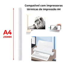 Bobina Papel Térmico A4 Impressora 50 Folhas Bluetooth Branco P2130