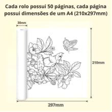 Bobina Papel Térmico A4 Impressora 50 Folhas Bluetooth Branco P2130